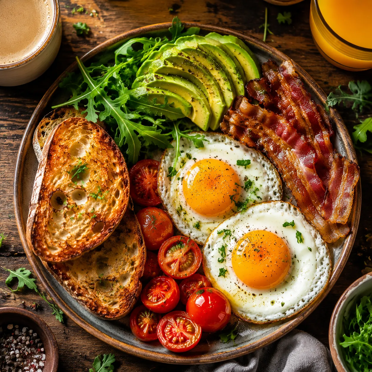 Breakfast & Brunch — Golden waffles, jammy eggs, flaky scones, and hearty hashes to make mornings linger and brunch tables buzz.