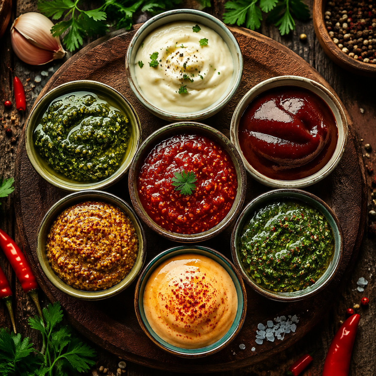 Sauces & Condiments — Bright pestos, smoky salsas, silky aioli, and punchy pickles that make every bite sharper, richer, and more alive.