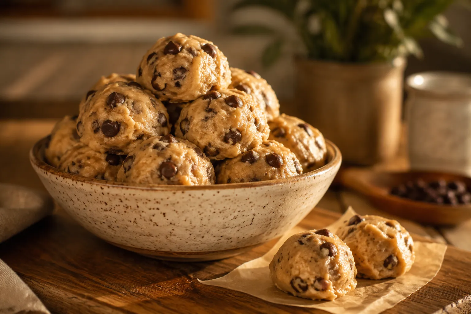 Easy edible cookie dough recipe scooped into a bowl