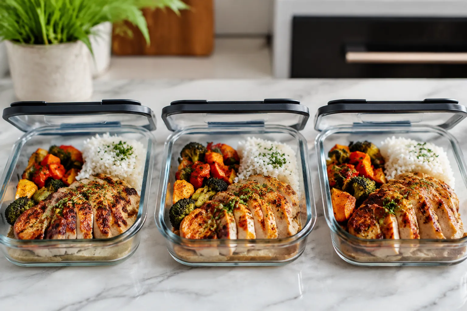Storing leftover boneless skinless chicken thighs in meal prep containers