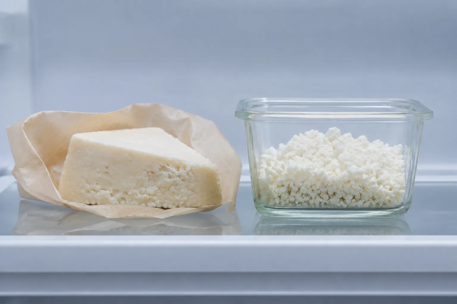 How to store cotija cheese in parchment and a glass container
