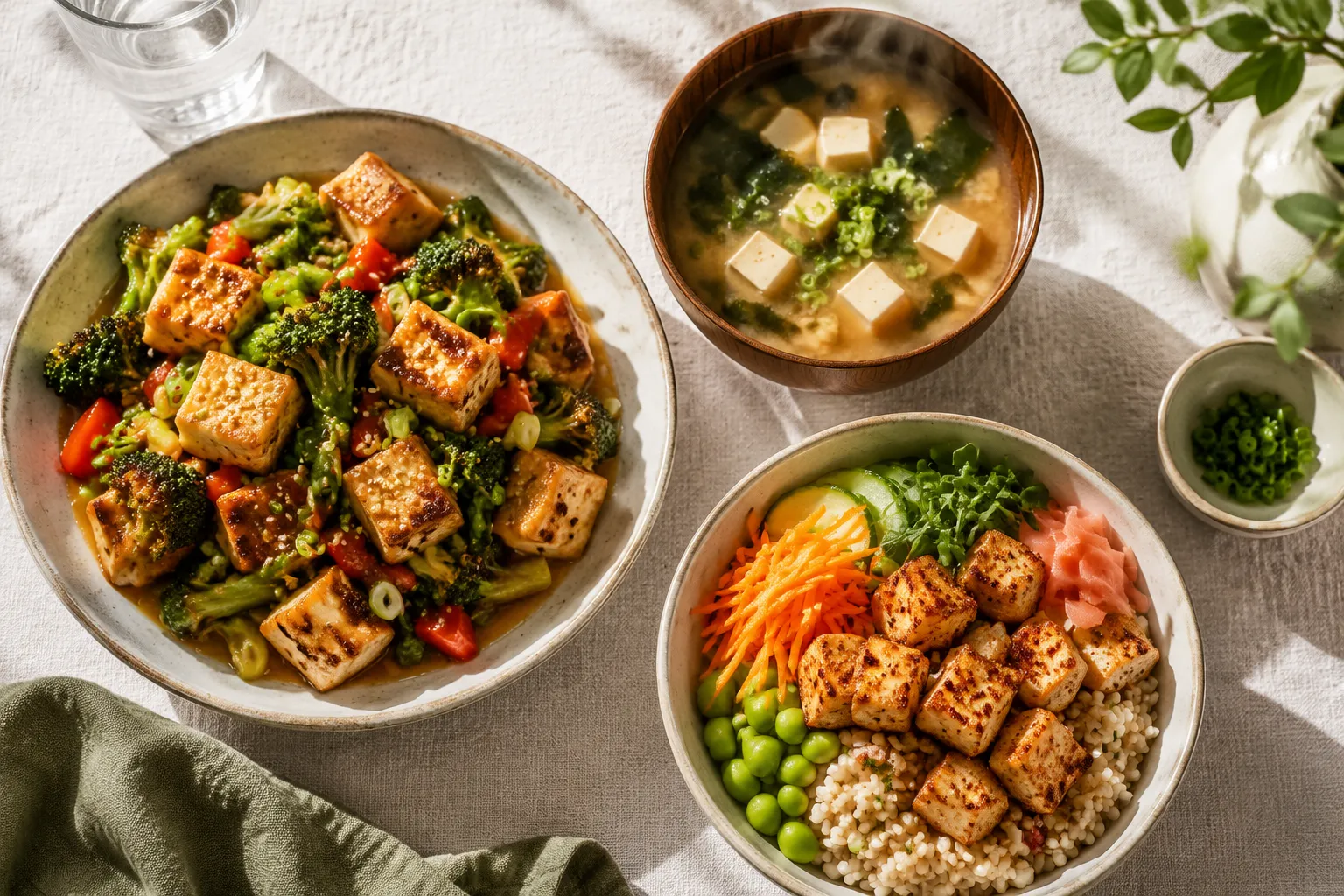 Best tofu recipes including stir fry, tofu soup, and rice bowls