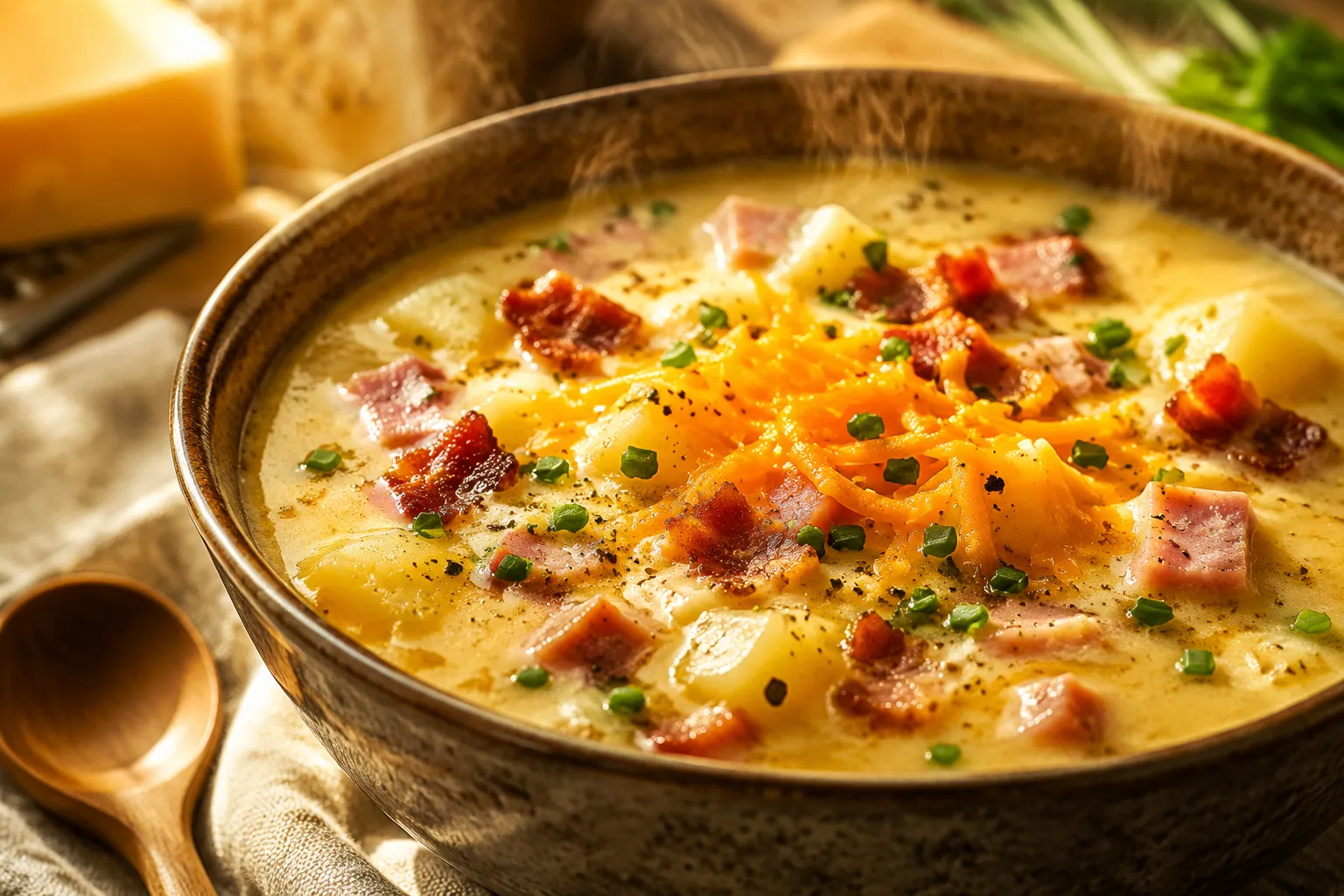 Creamy Potato Soup Recipe with Ham (Stovetop, 45 Min)
