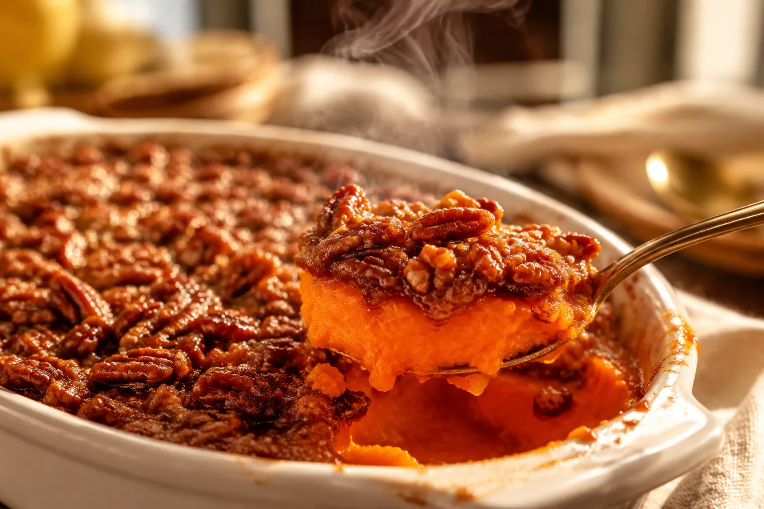 Sweet Potato Casserole with Pecan Streusel (Easy Recipe)