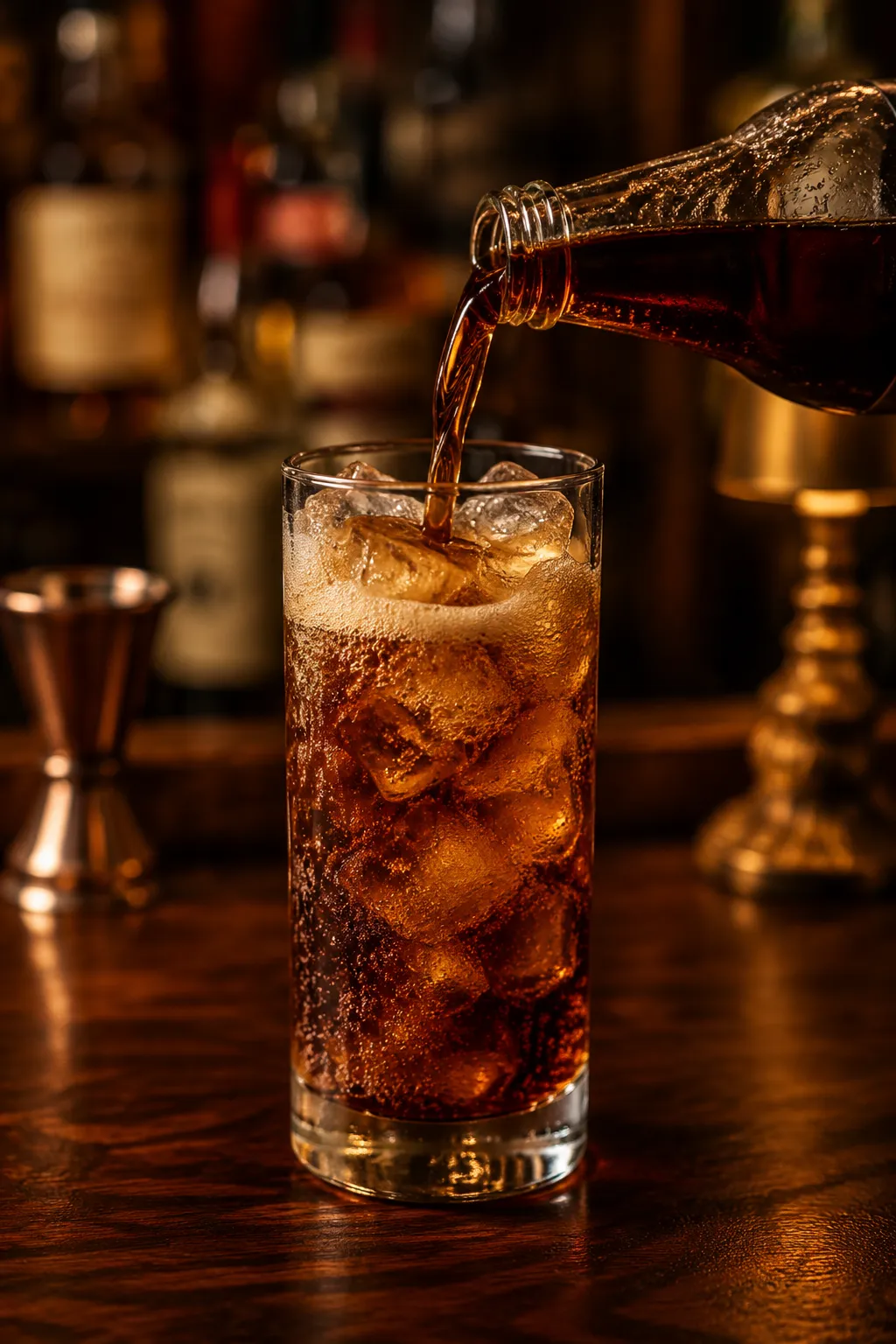 Topping a long island iced tea with cola