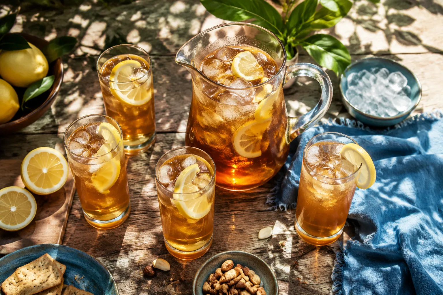 Long island tea pitcher batch served at a summer gathering