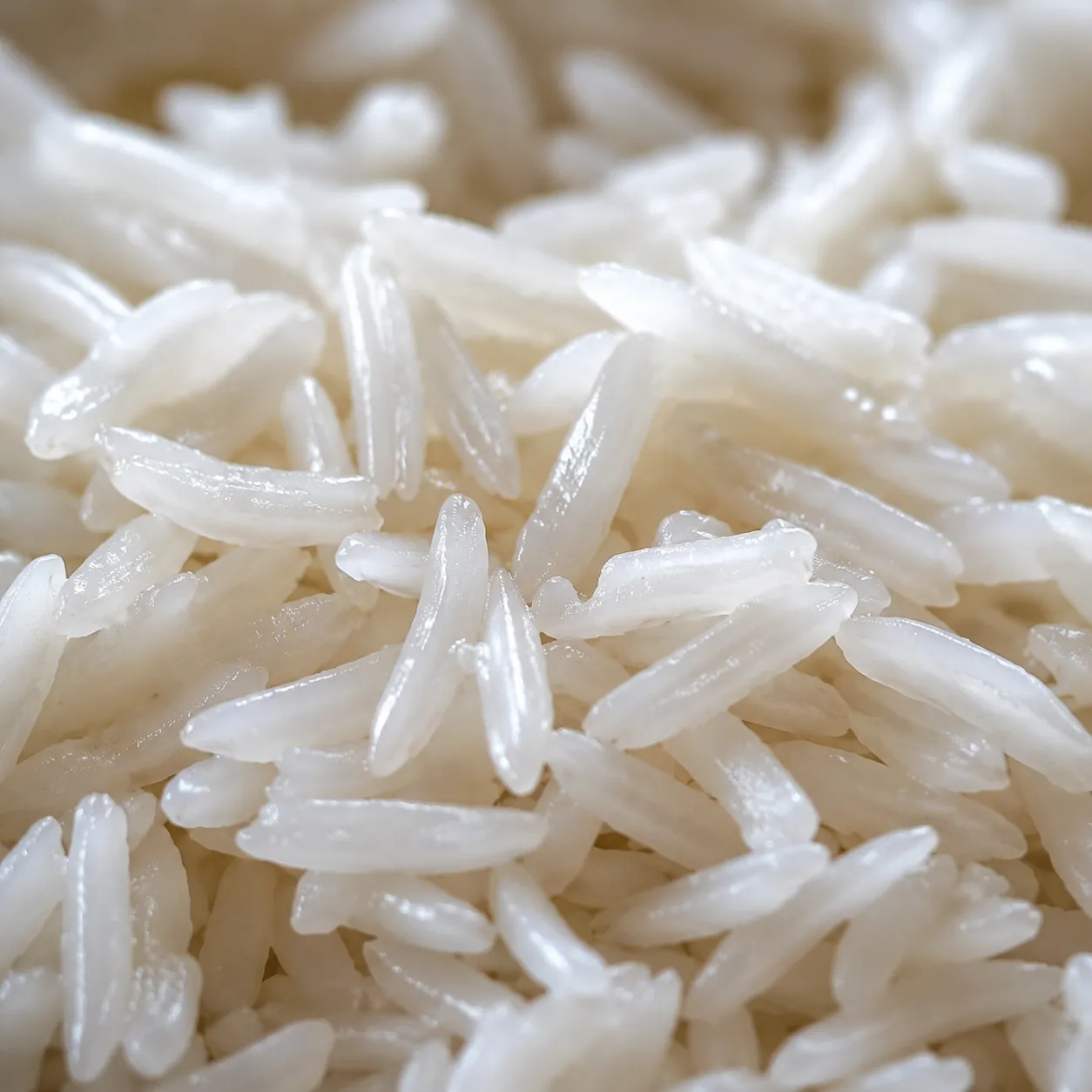 Macro close-up of fluffy long-grain white rice