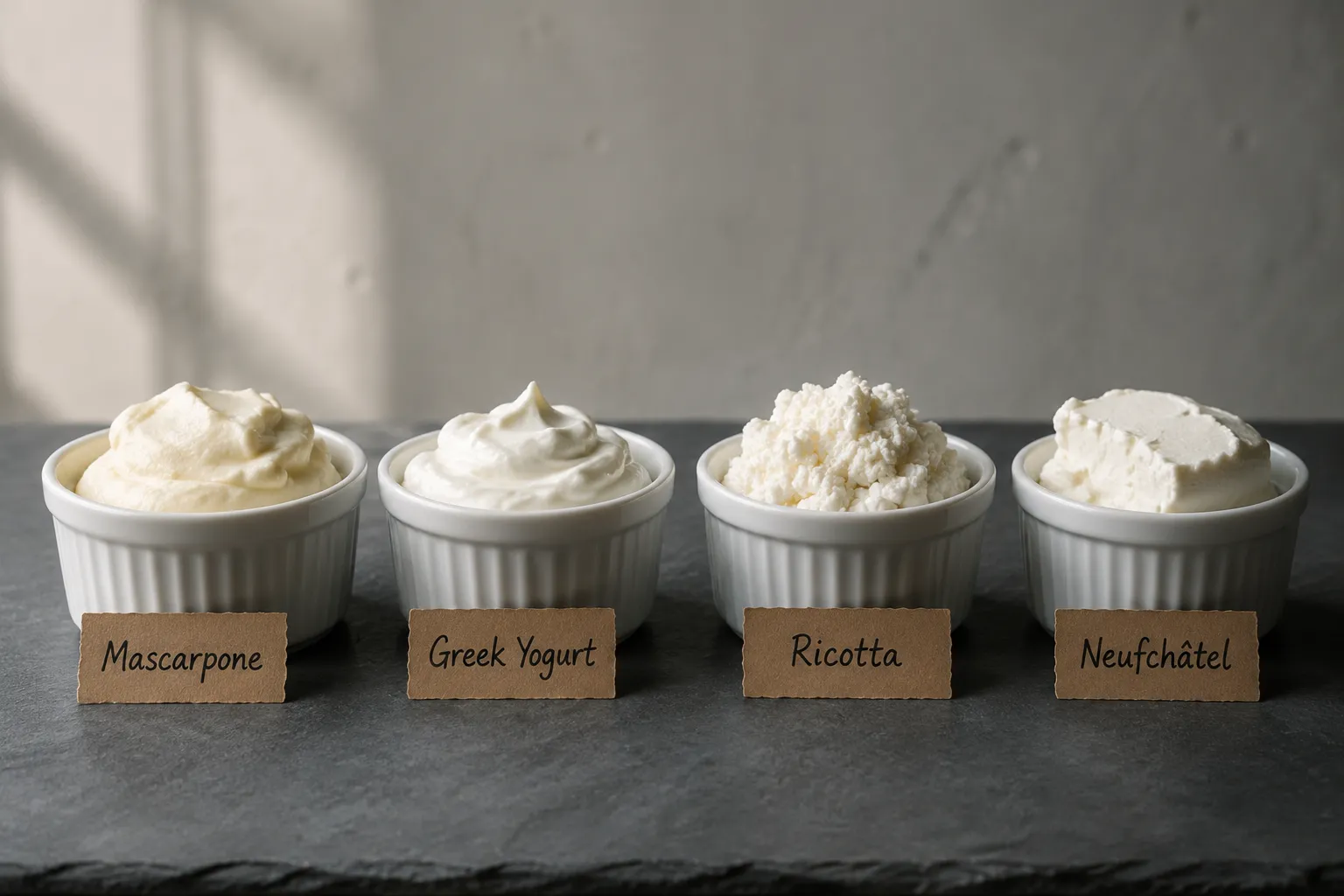 Cream cheese substitute comparison with mascarpone, yogurt, ricotta