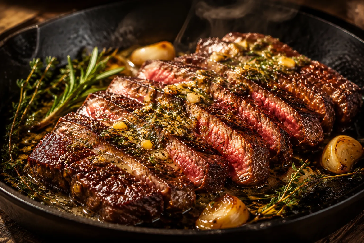 Flat Iron Steak: Pan-Seared with Garlic Butter