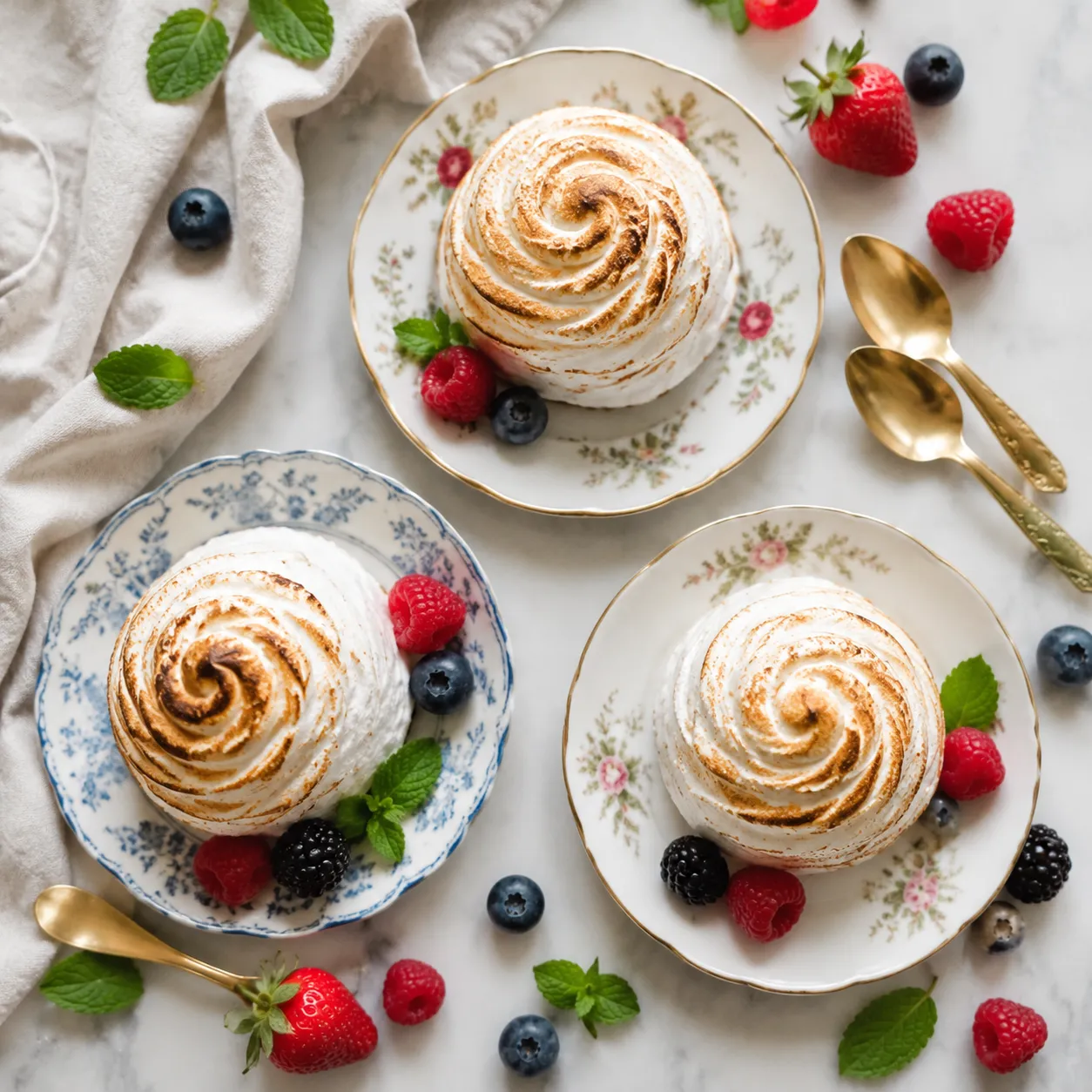Mini individual baked alaska desserts as a recipe variation