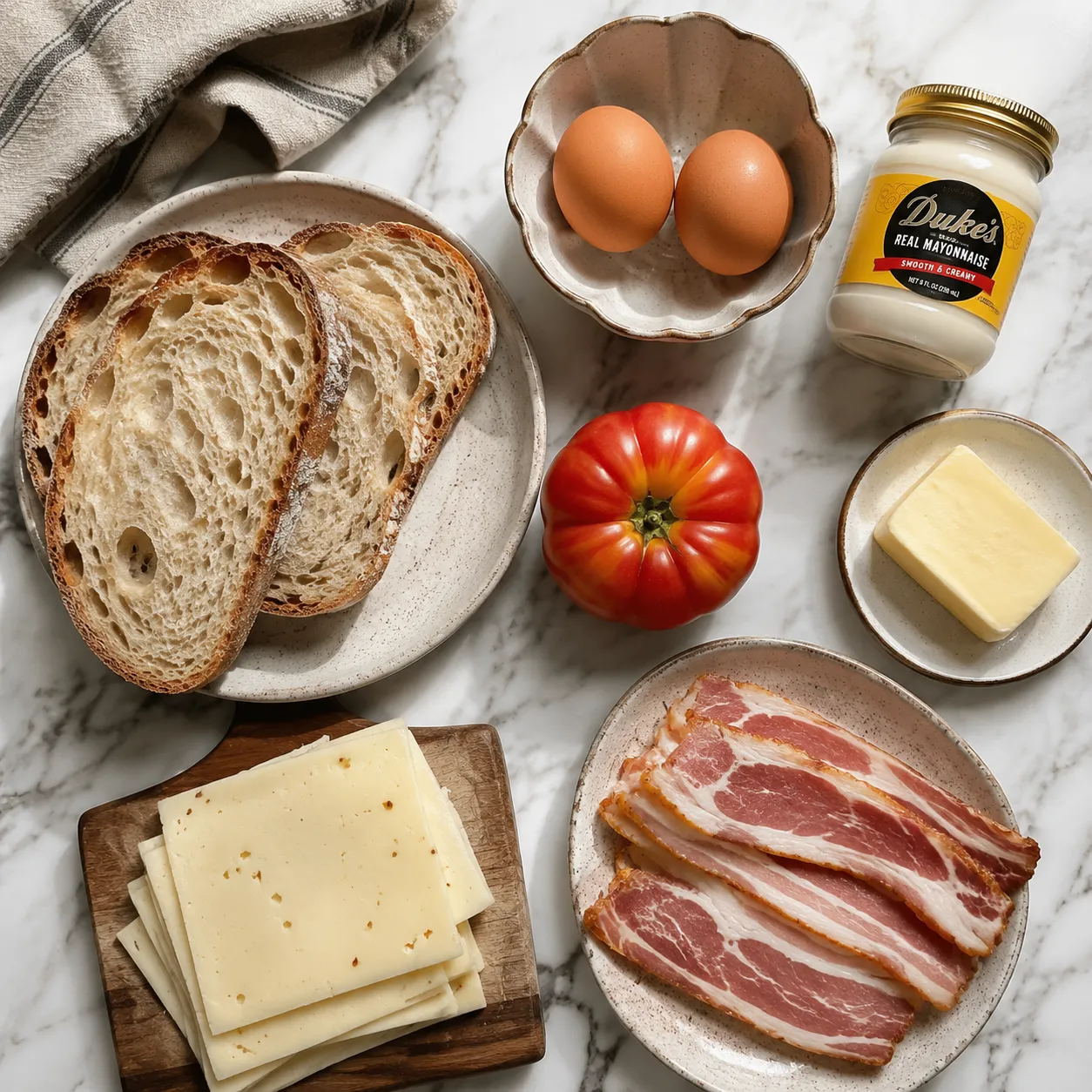 Ingredients flatlay for Adam Sandler daughters sandwich recipe