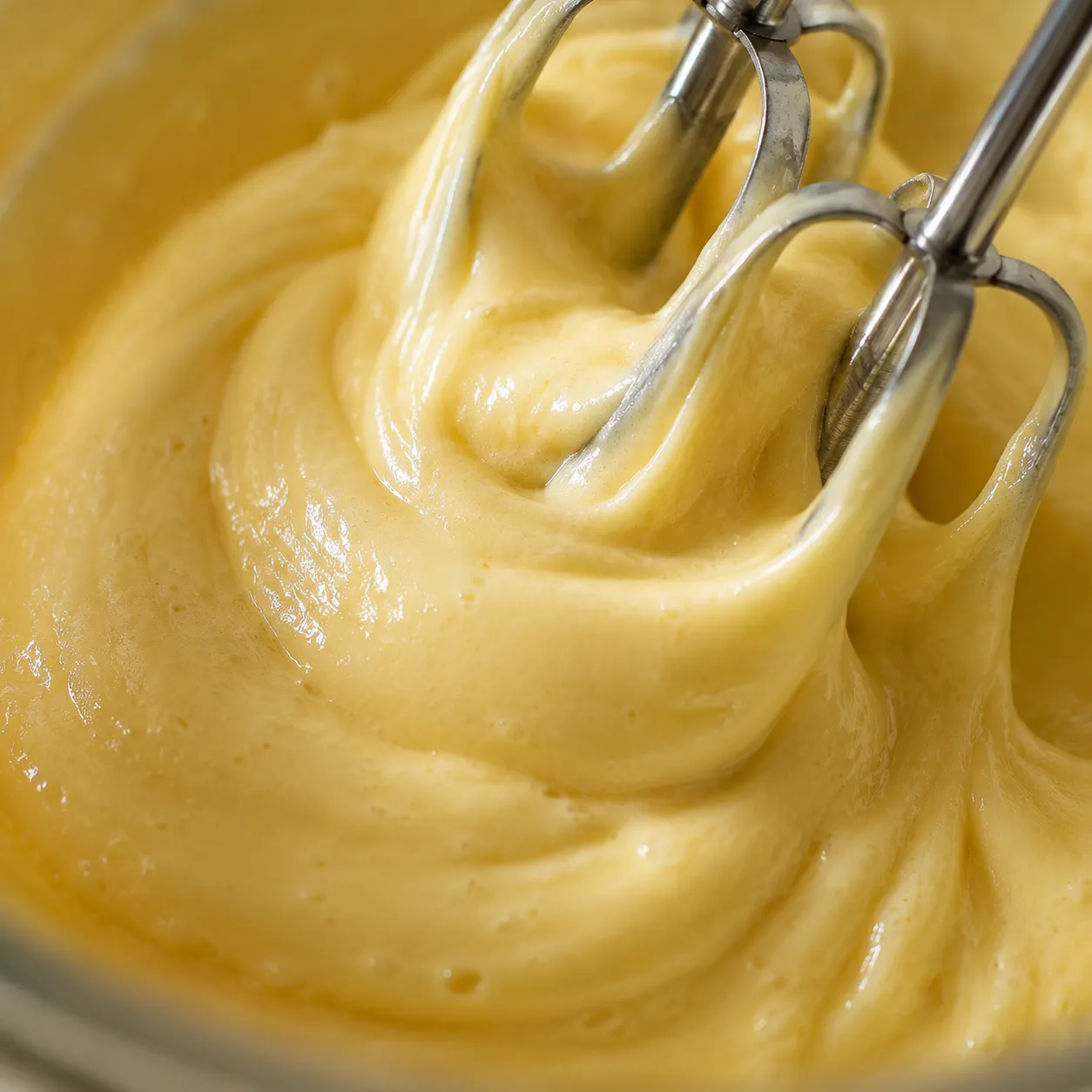 Smooth vanilla cake batter showing proper texture for home baking safety