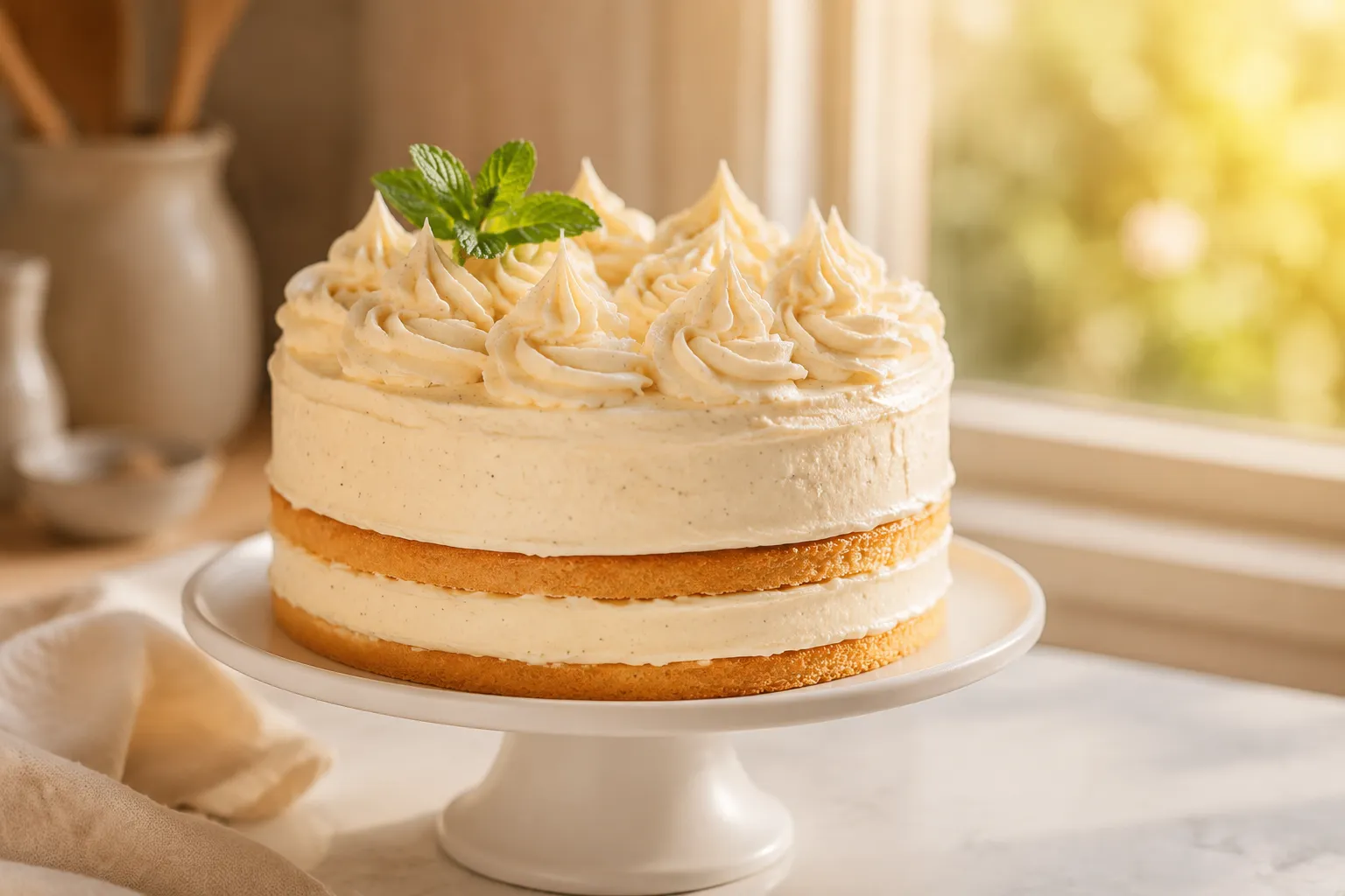 Finished safe homemade vanilla layer cake as alternative to recalled product