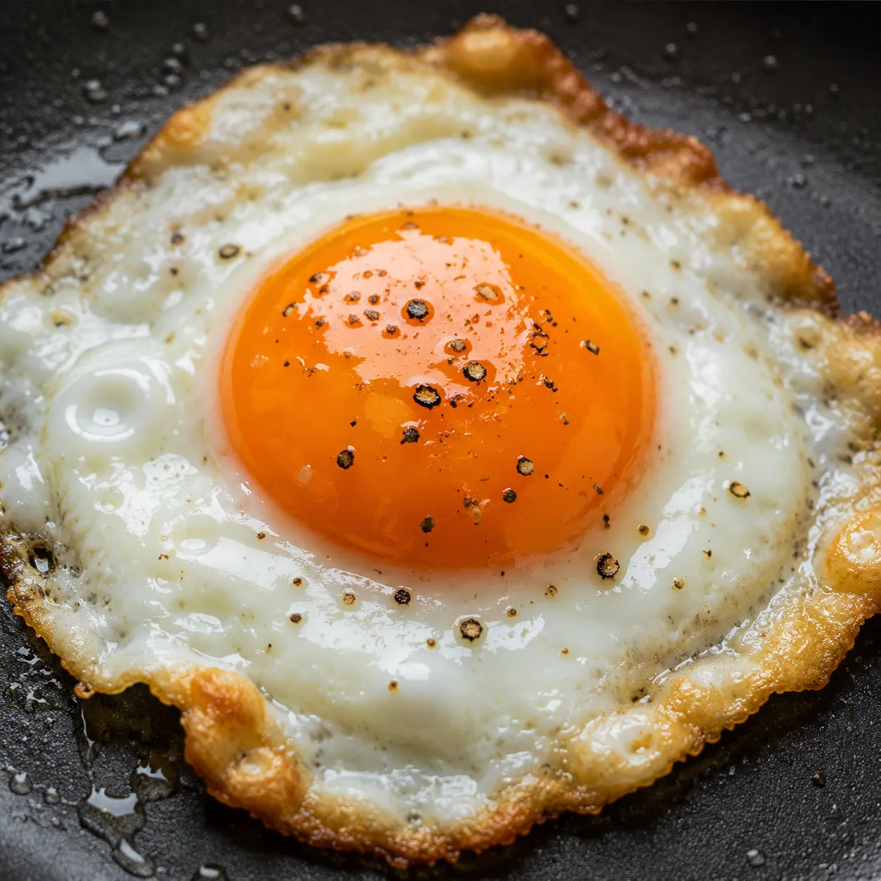 Sunny-side-up fried egg with runny yolk for Spanglish sandwich