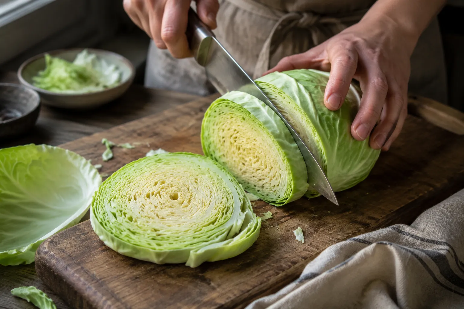 How to slice cabbage into steaks for a cabbage steaks recipe
