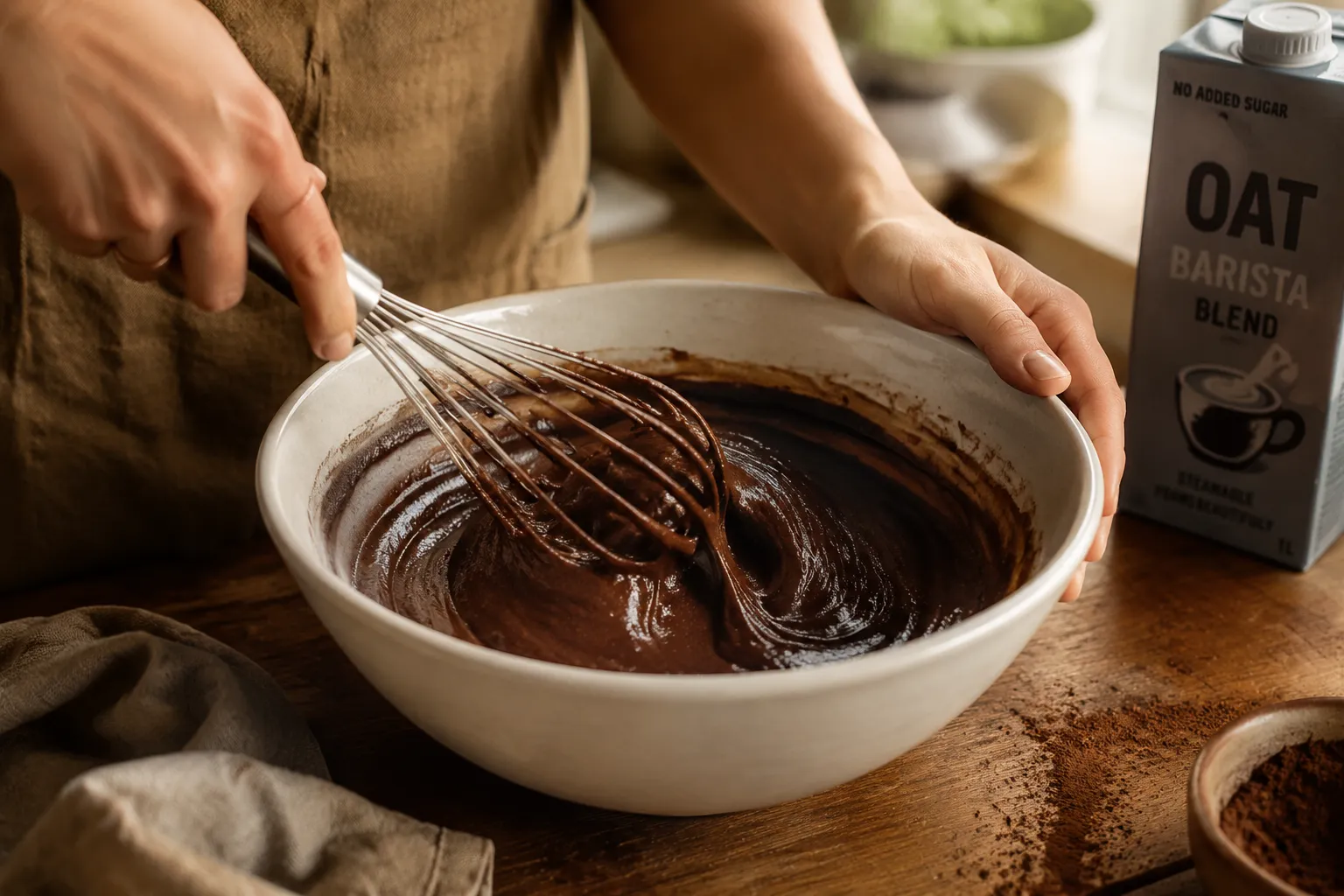 Mixing easy vegan dessert batter in one bowl