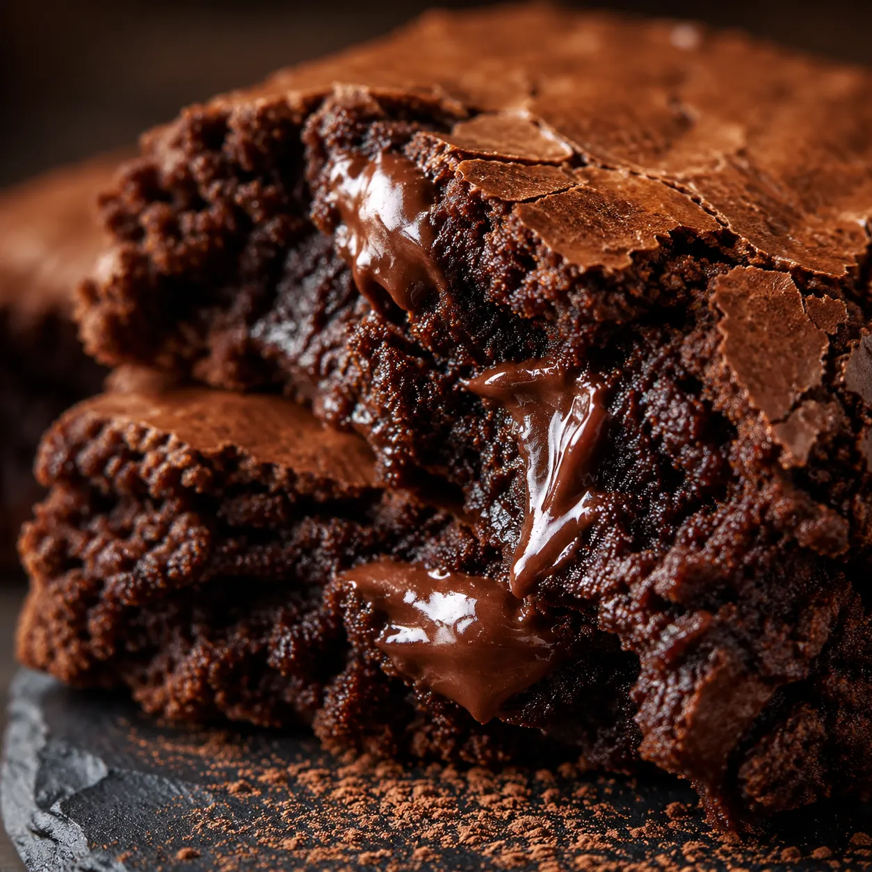 Fudgy gluten free vegan dessert brownie macro close-up