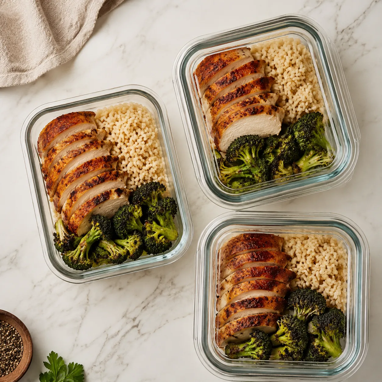 Storing smoked chicken breast in glass meal prep containers