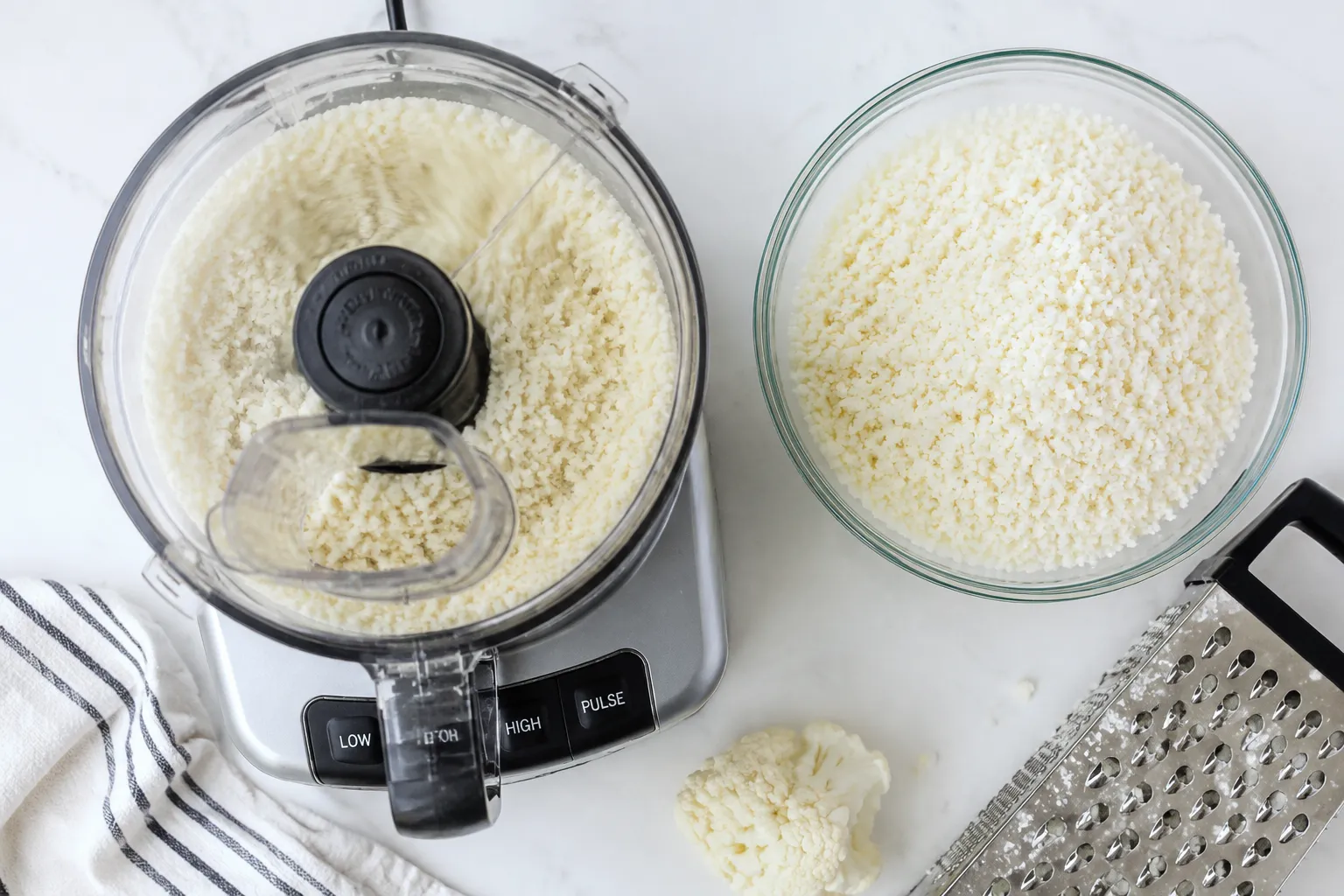 How to make cauliflower rice using a food processor and box grater