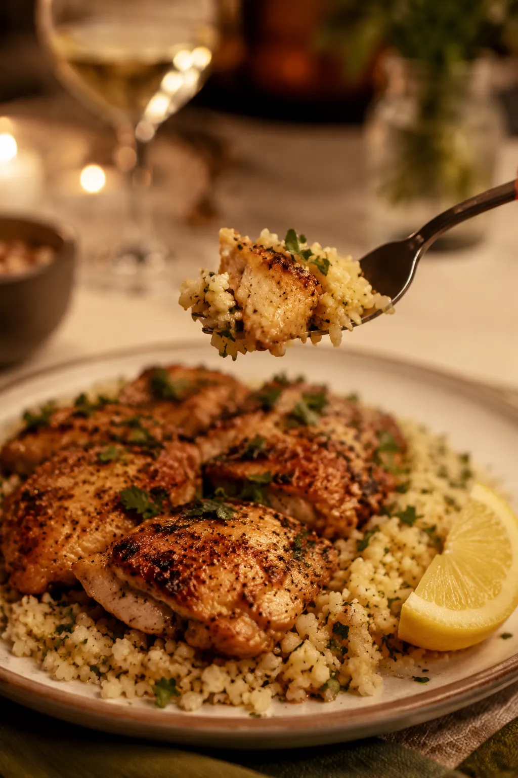 Cauliflower rice served as a low-carb side with grilled chicken