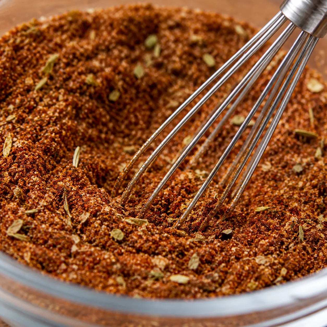 Whisking homemade taco seasoning to an even blend