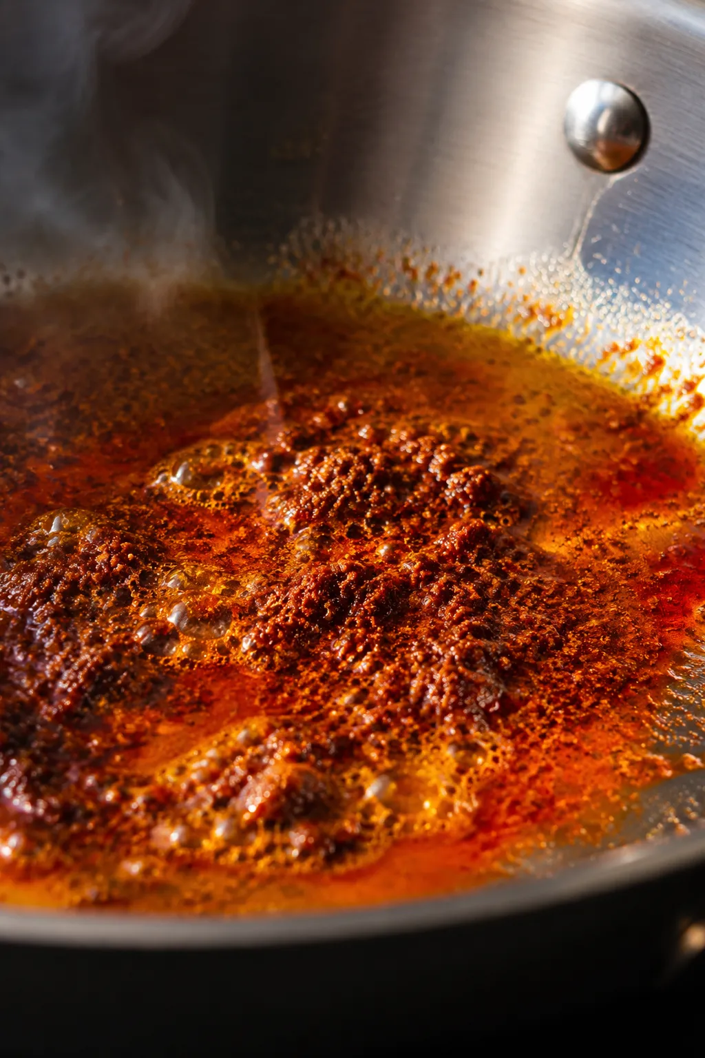 Blooming homemade taco seasoning in oil for deeper flavor