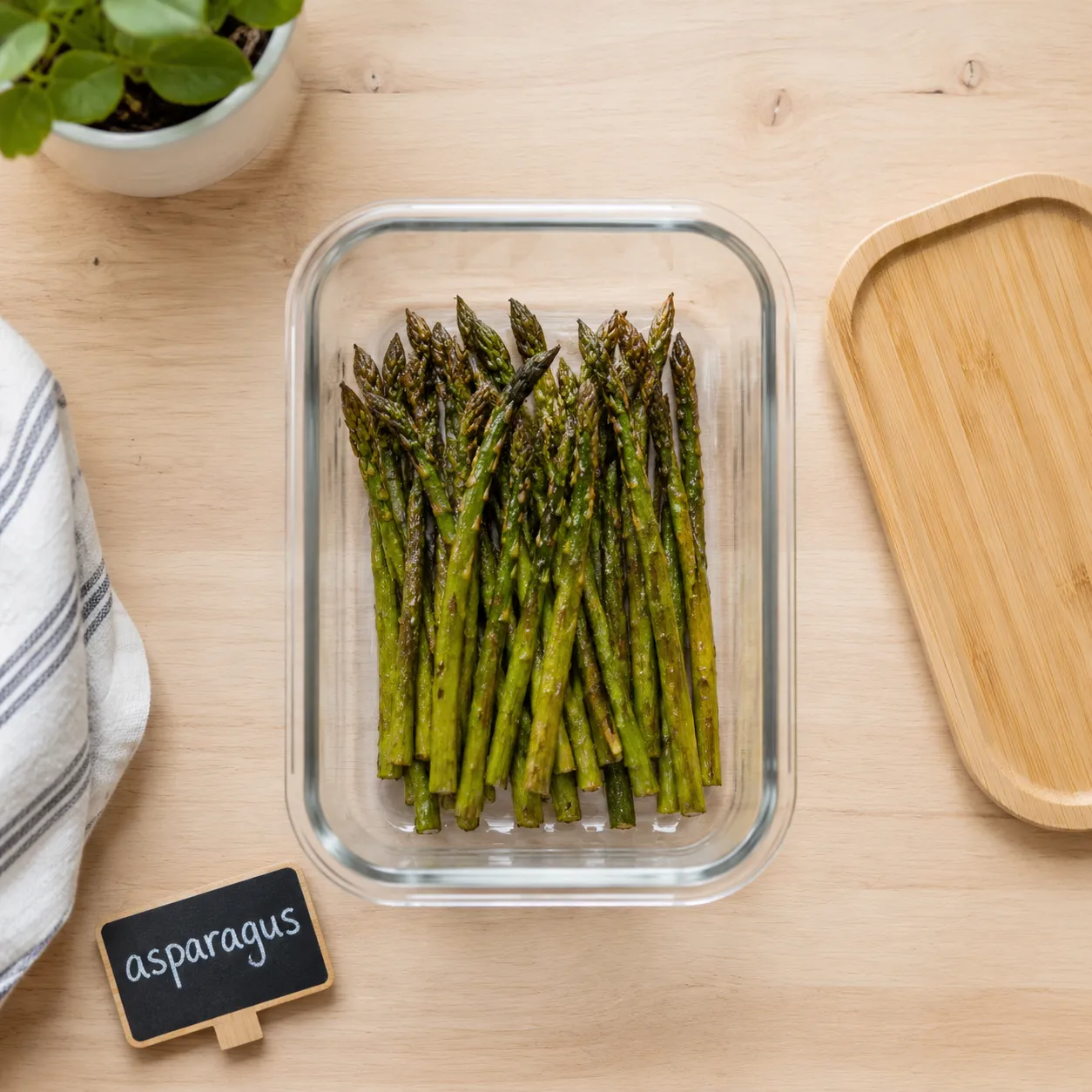 How to store leftover cooked asparagus in a glass container