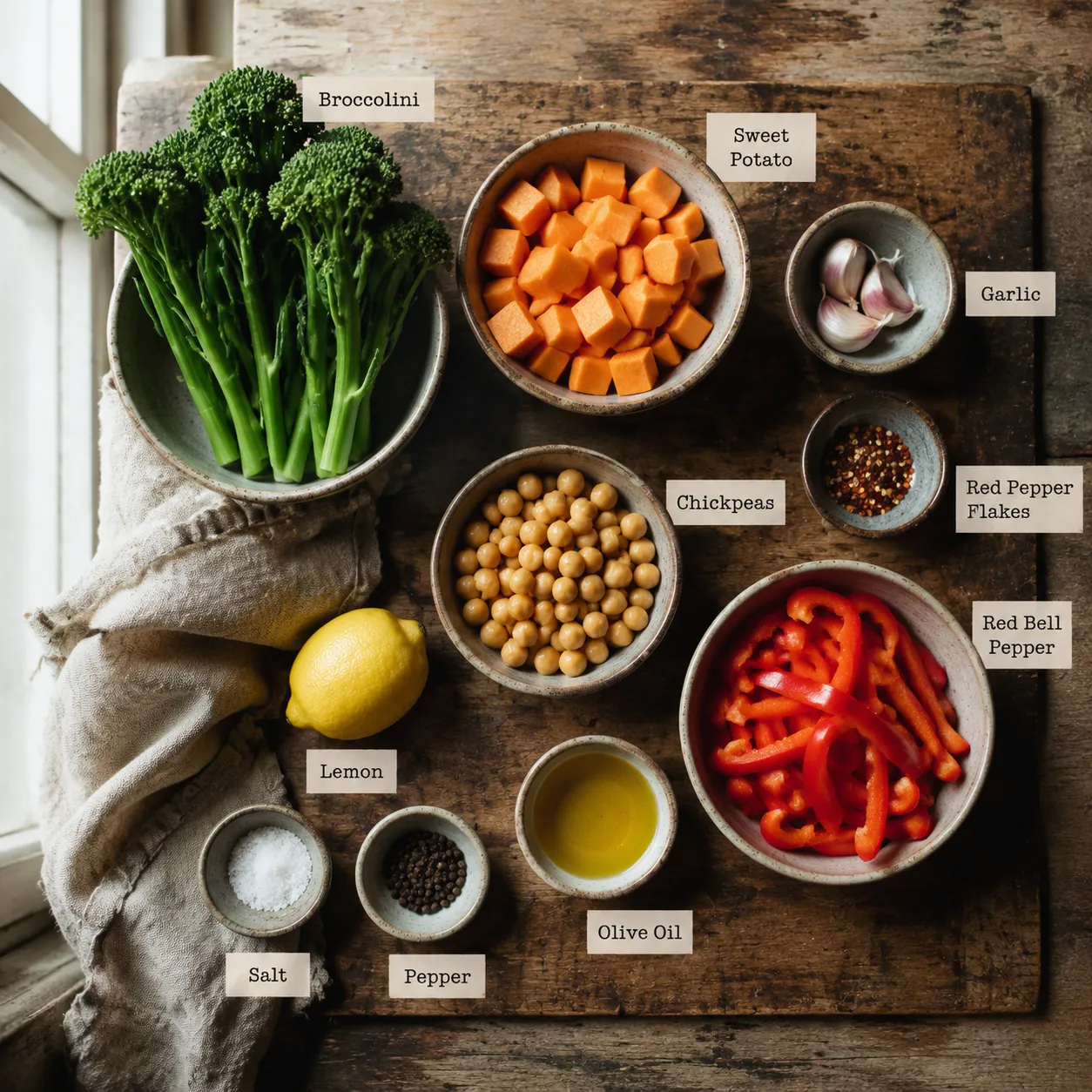 Caldo de res ingredients flatlay with beef shank, corn, chayote, and vegetables