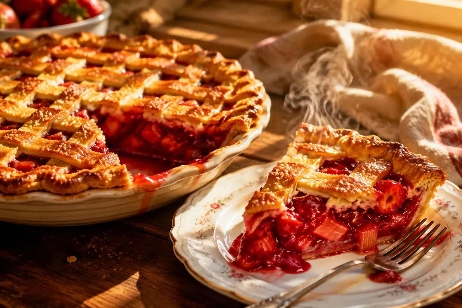 Strawberry Rhubarb Pie (Classic Lattice-Top Recipe)