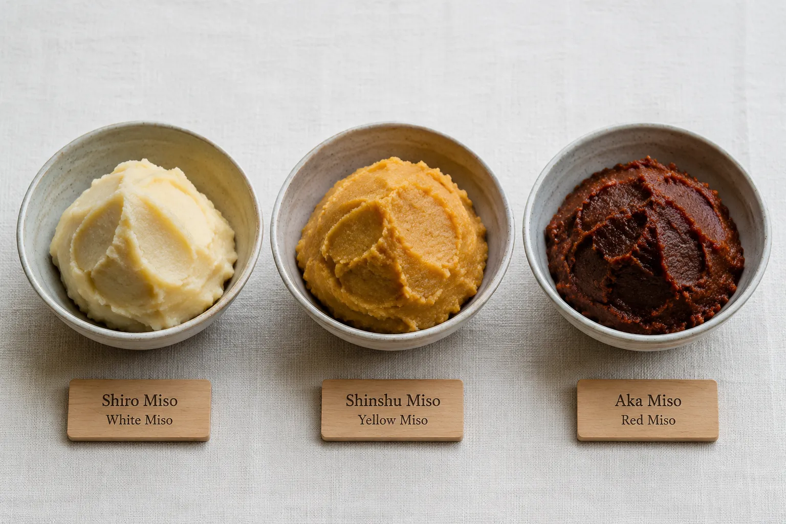 White miso vs yellow miso vs red miso paste types comparison