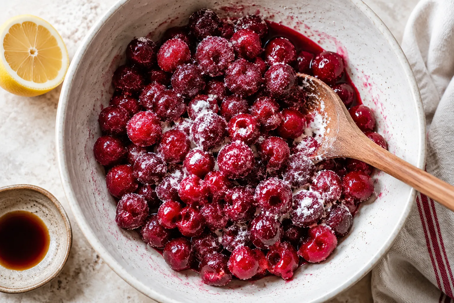 Cherry pie filling with fresh cherries, sugar, and cornstarch