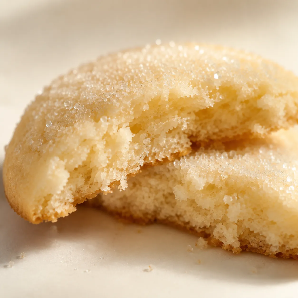 Soft sugar cookie crumb close-up showing tender chewy texture