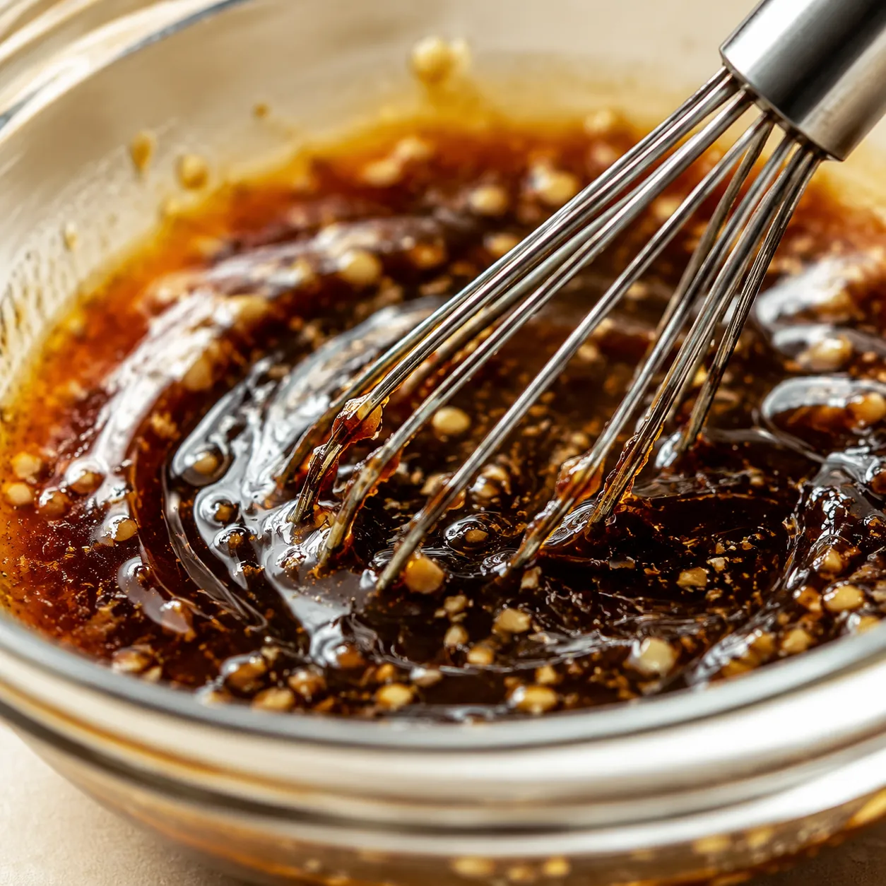 Whisking homemade stir fry sauce for beef stir fry recipe