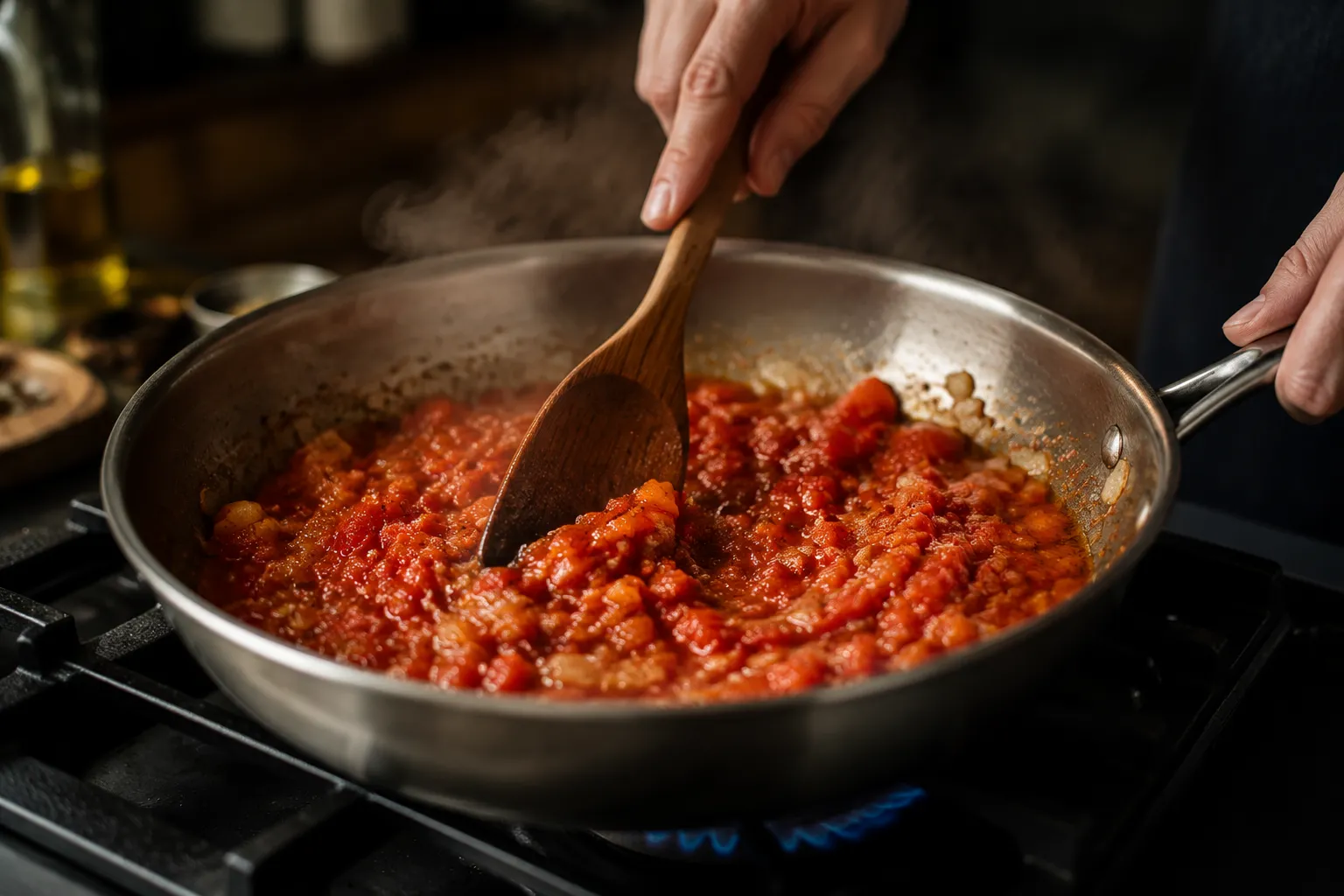 Building sofrito base for an authentic paella recipe