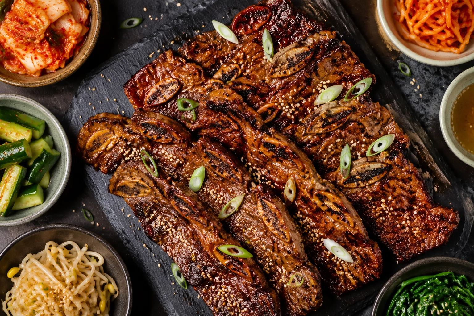 Korean short ribs recipe galbi grilled with sesame and scallions