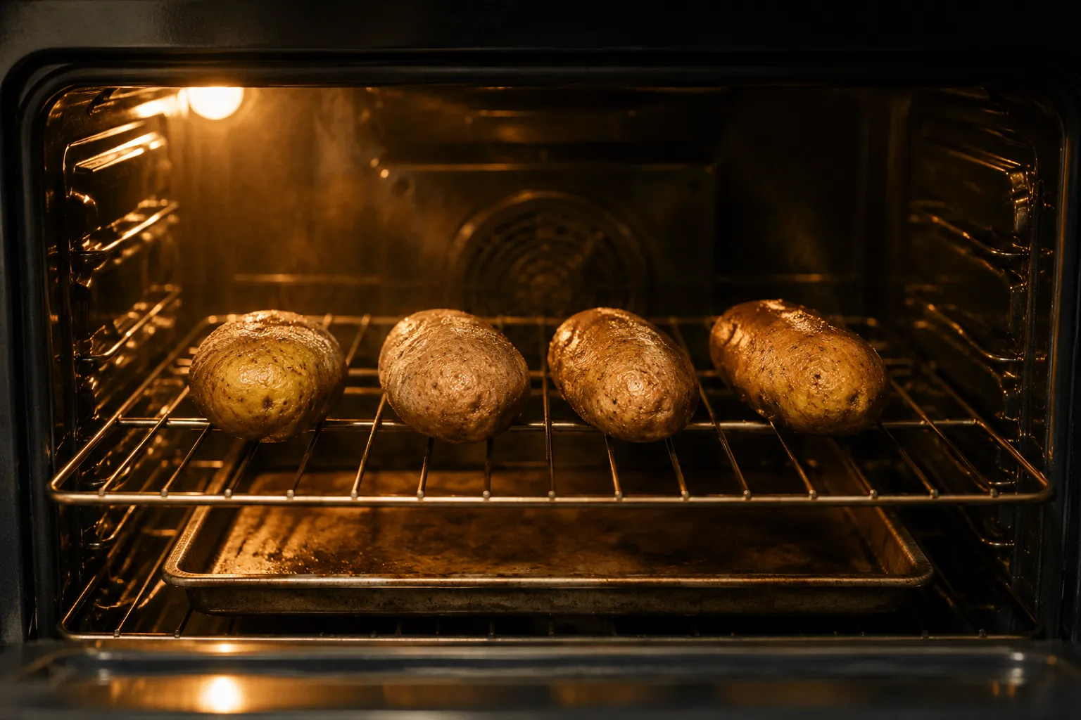 How to bake a potato in oven directly on the rack at 425°F