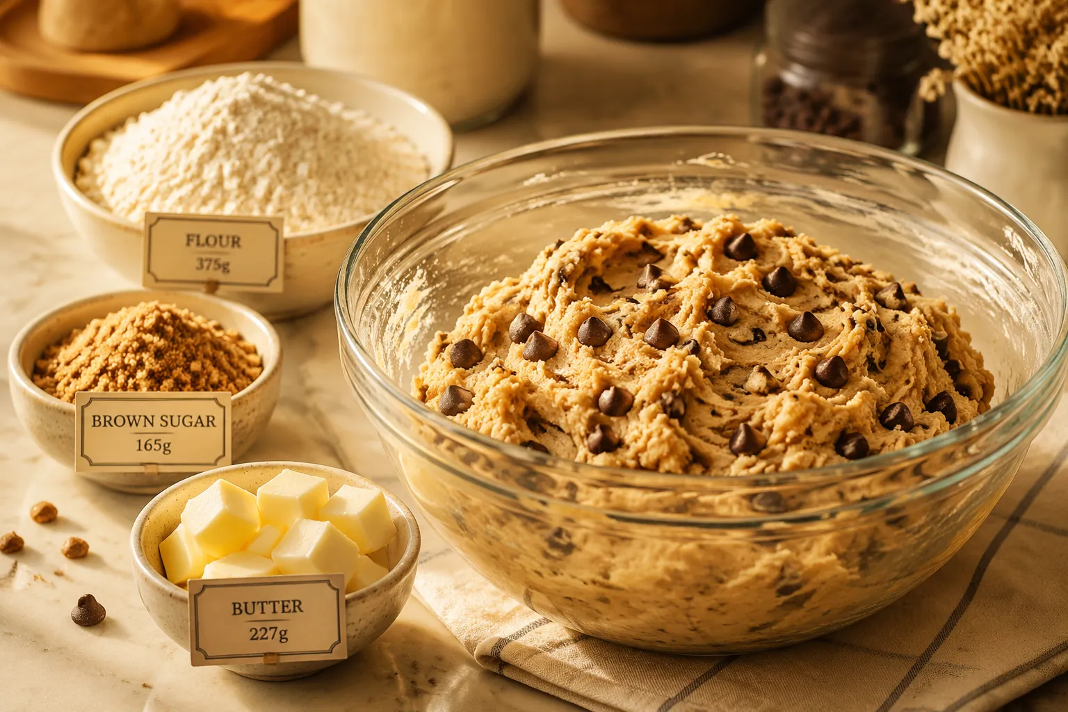 Cookie dough made from accurate cup to gram conversions