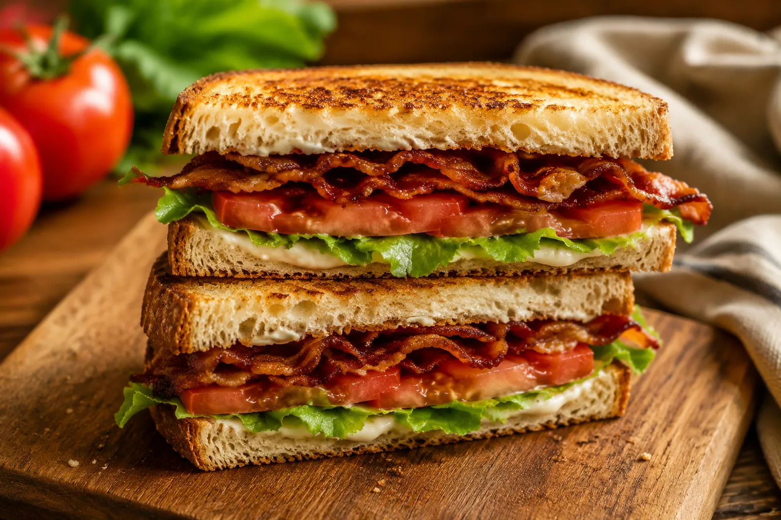 BLT sandwich made with crispy air fryer bacon