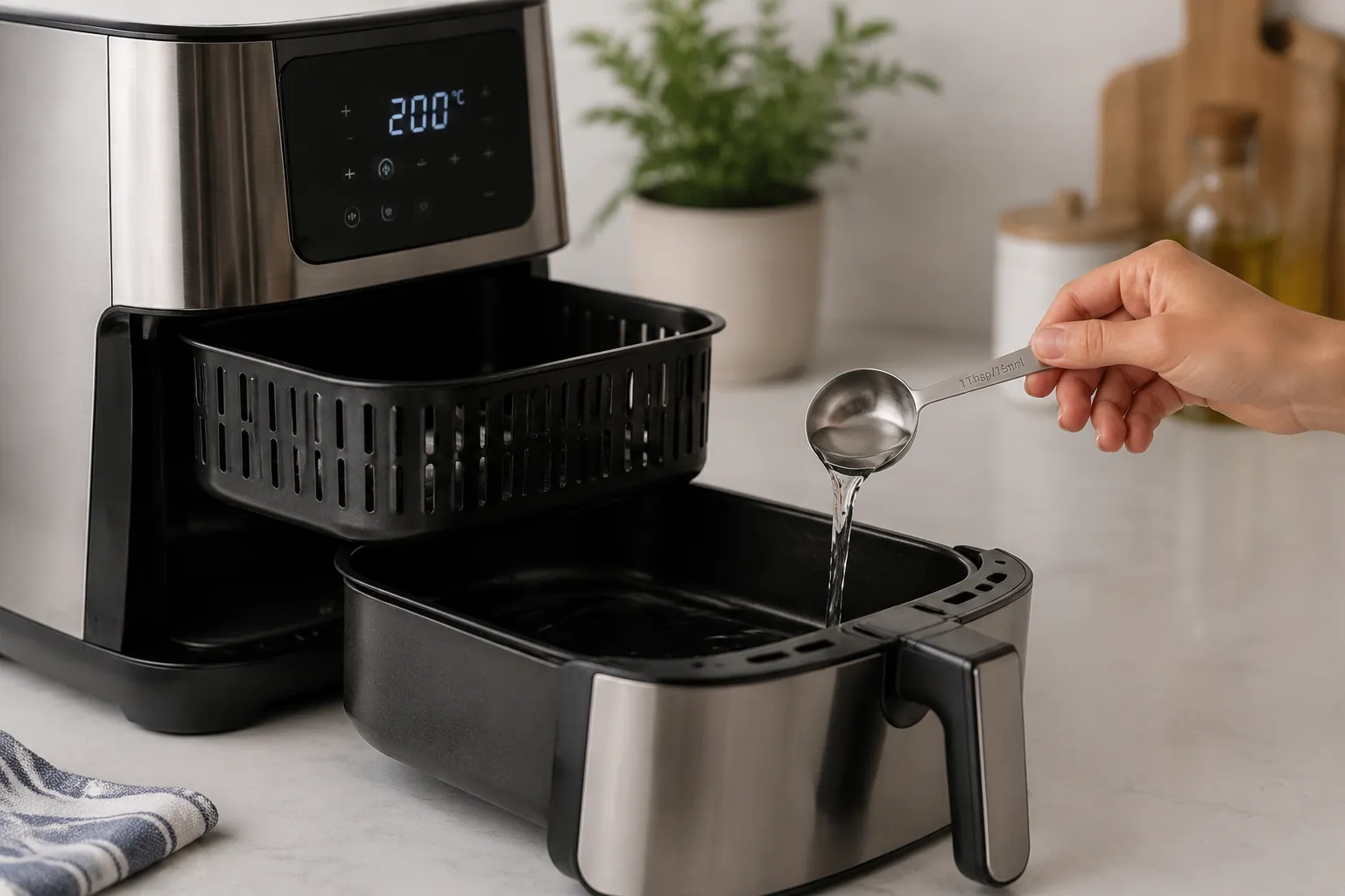 Adding water to air fryer drawer to prevent bacon from smoking