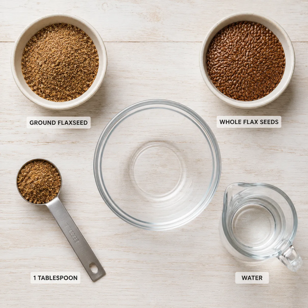 flax egg ingredients with ground flaxseed and water