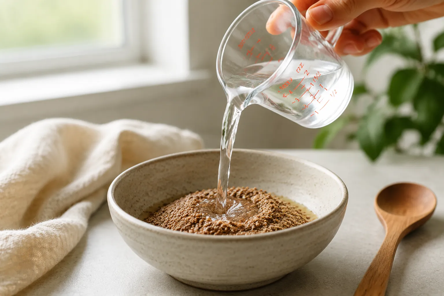 adding water to ground flaxseed for flax egg substitute