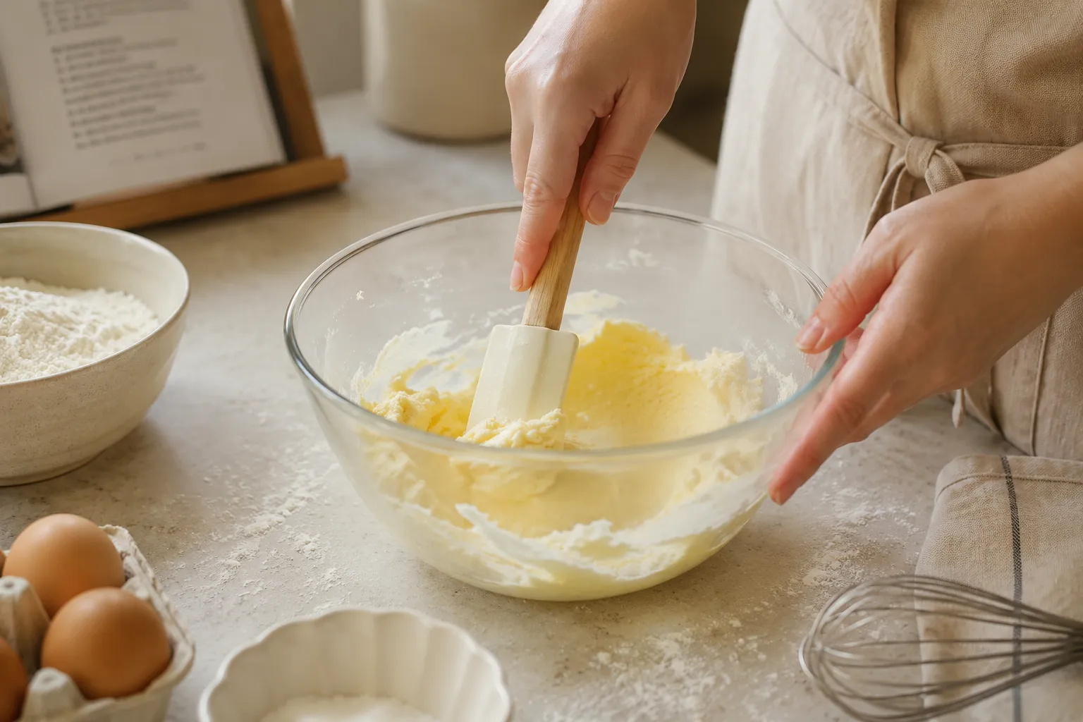 Creaming butter and sugar for thumbprint cookies