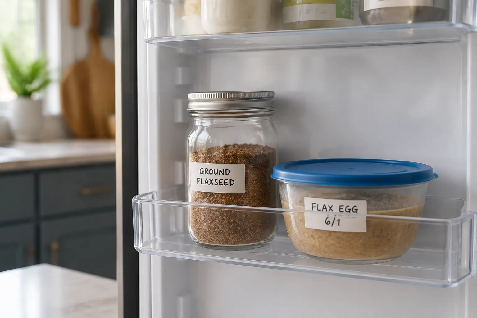 storing ground flaxseed and prepared flax egg in the refrigerator
