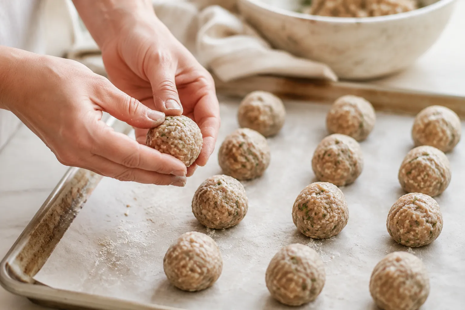Shaping boudin balls before breading and frying