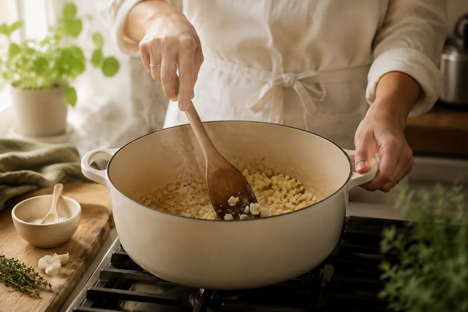 Sautéing onion and garlic for Mexican chicken soup recipe