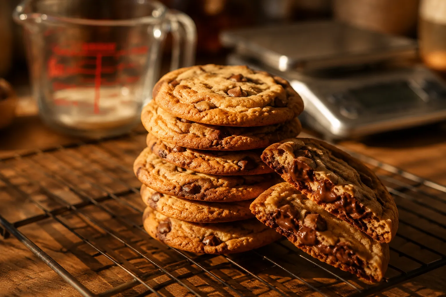 Chocolate chip cookies baked using accurate 1 cup to grams flour measurements