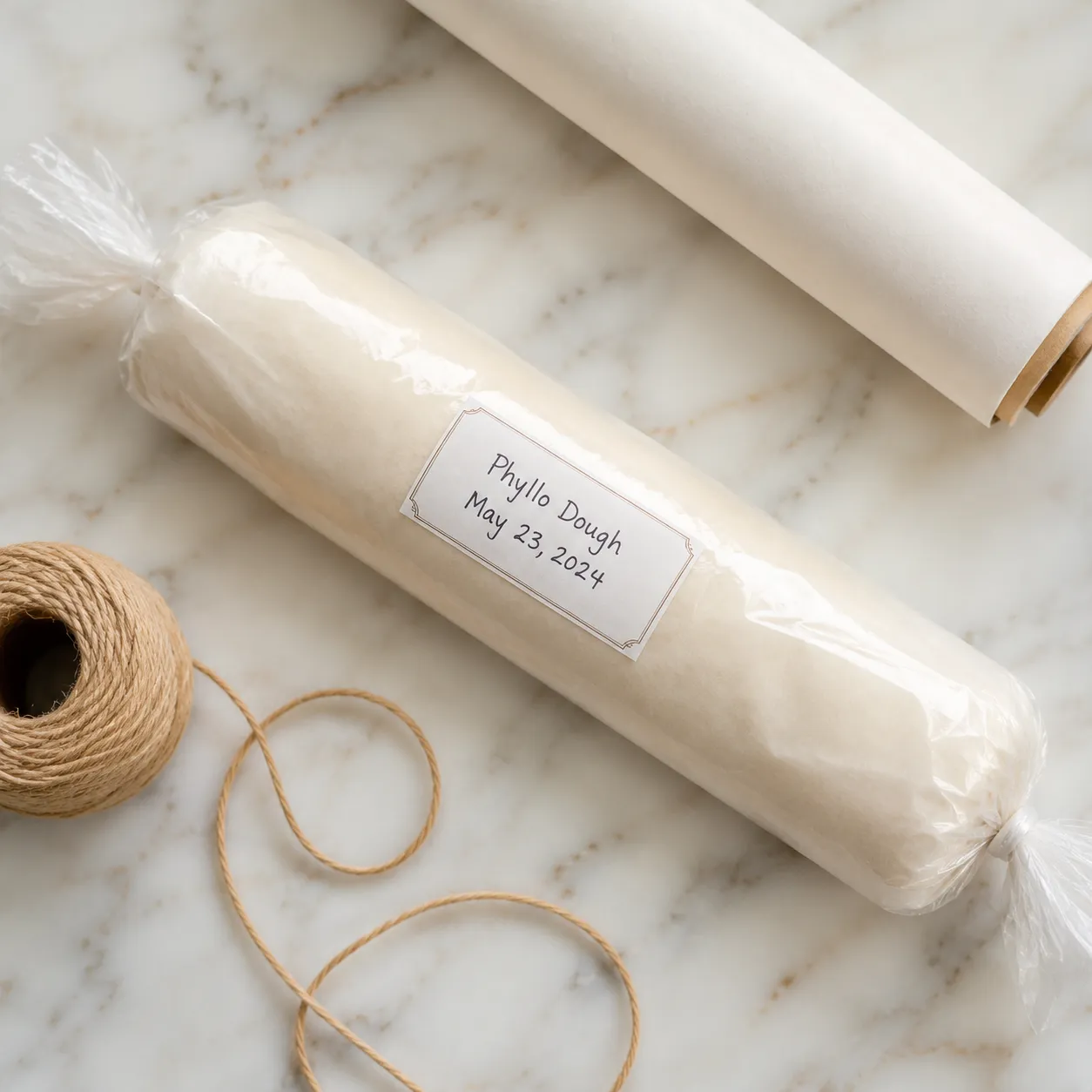 How to store and freeze homemade phyllo dough wrapped in parchment