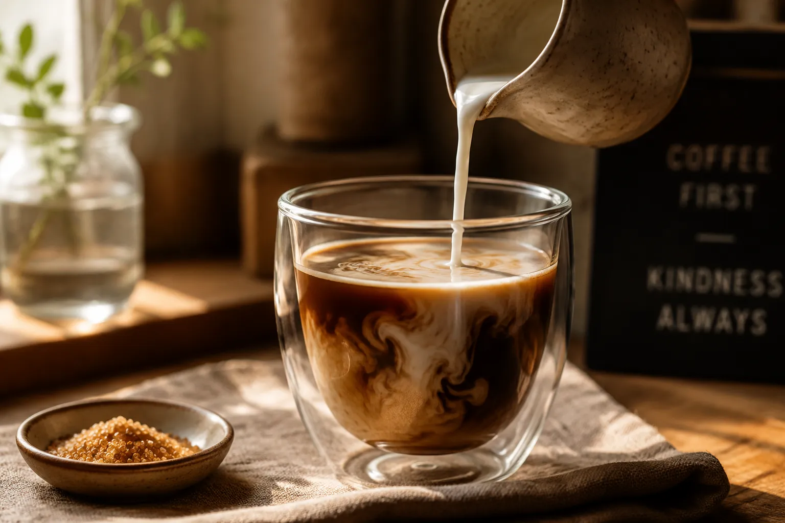 Using coconut and milk in espresso for a dairy-free latte