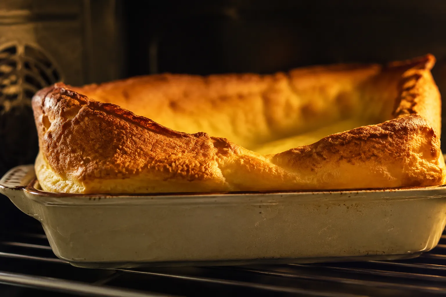 Puffy baked German pancakes with tall golden edges fresh from the oven