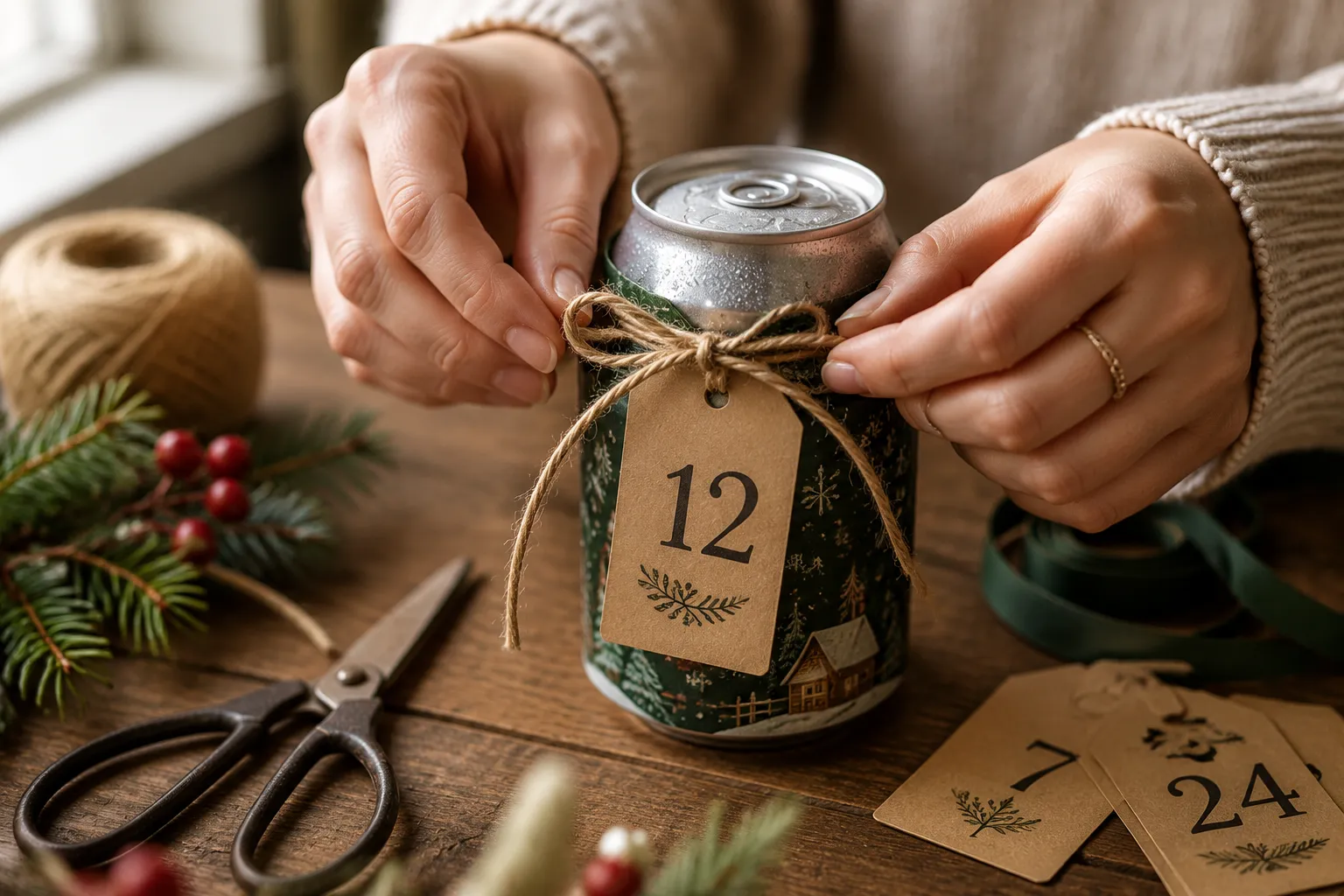 numbering cans for a DIY Red Bull advent calendar